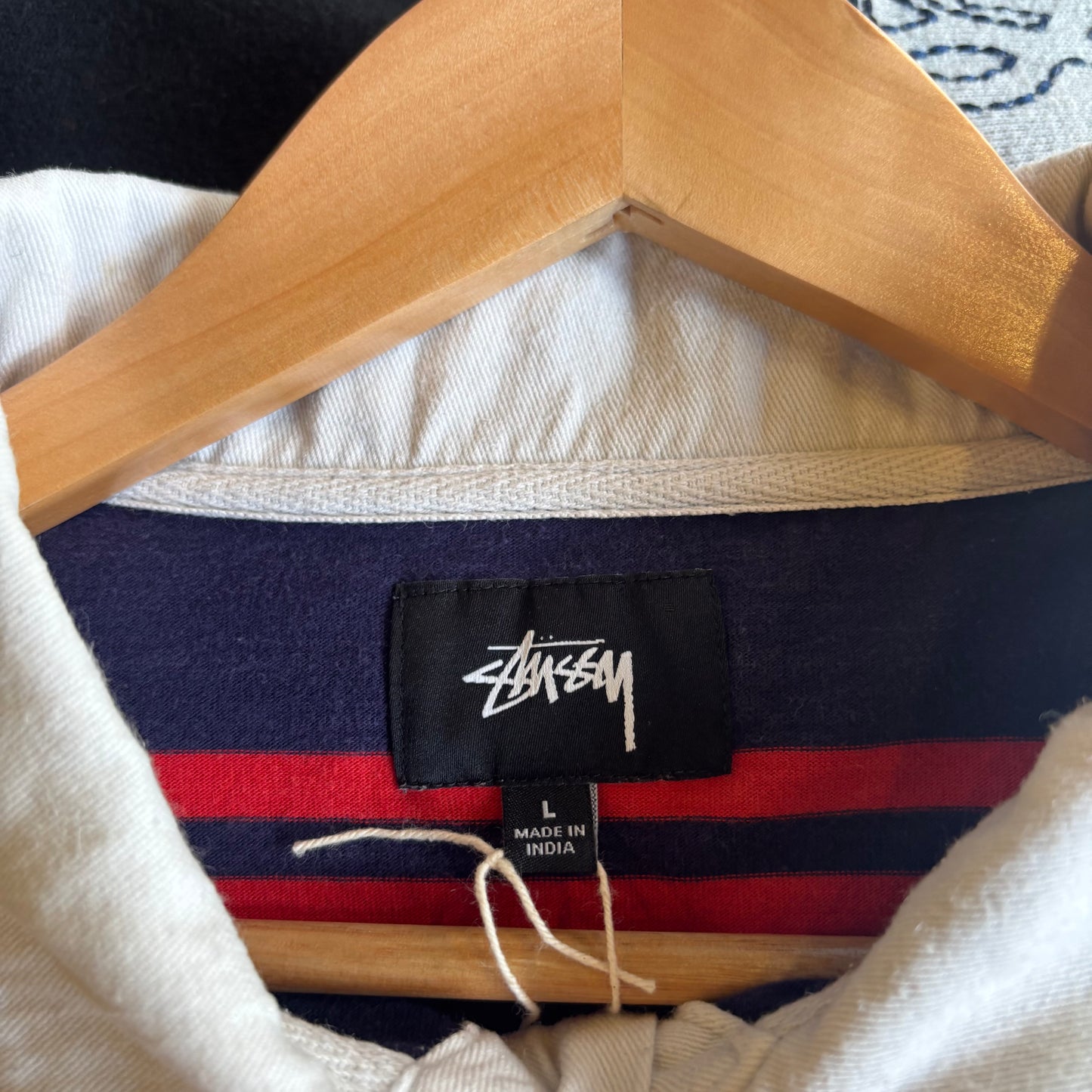 Stussy Desmond Stripe Rugby Polo Shirt Navy (Large)