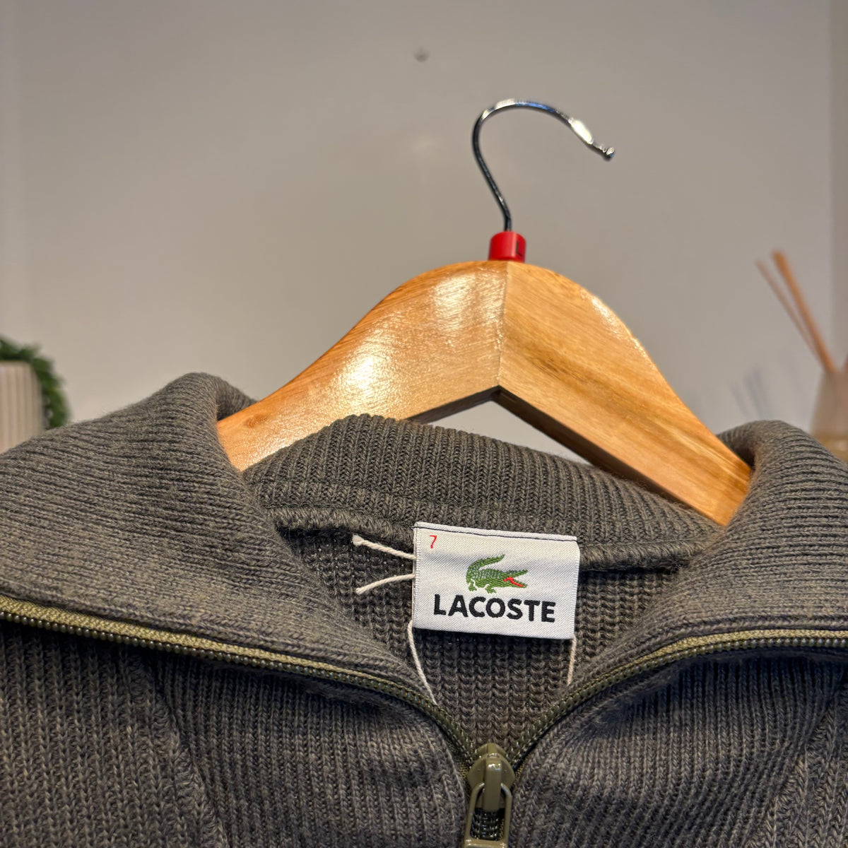 Lacoste Quarter Zip Pullover Knit Jumper Green (Large)
