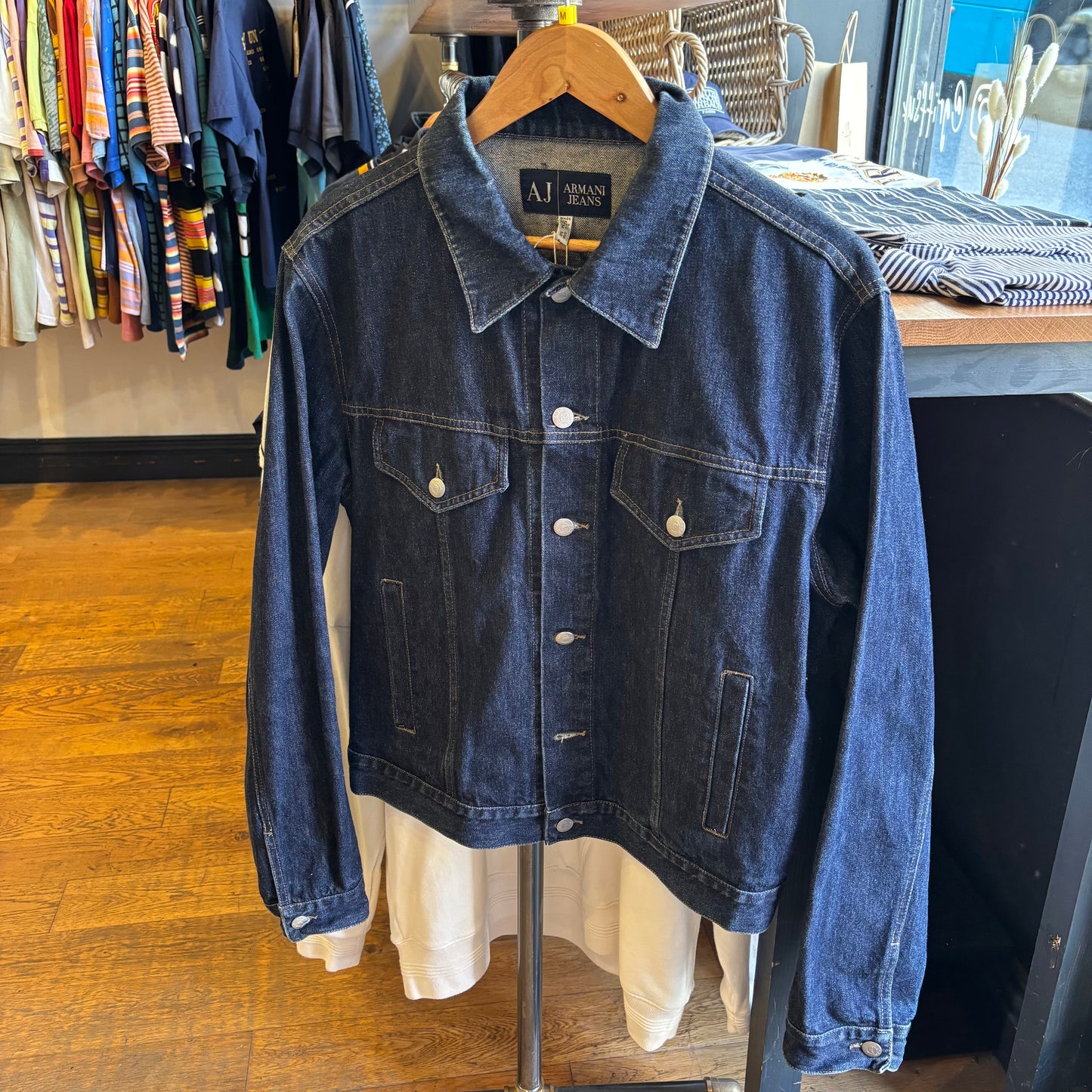 Armani Jeans Denim Button Up Jacket Navy (Medium)