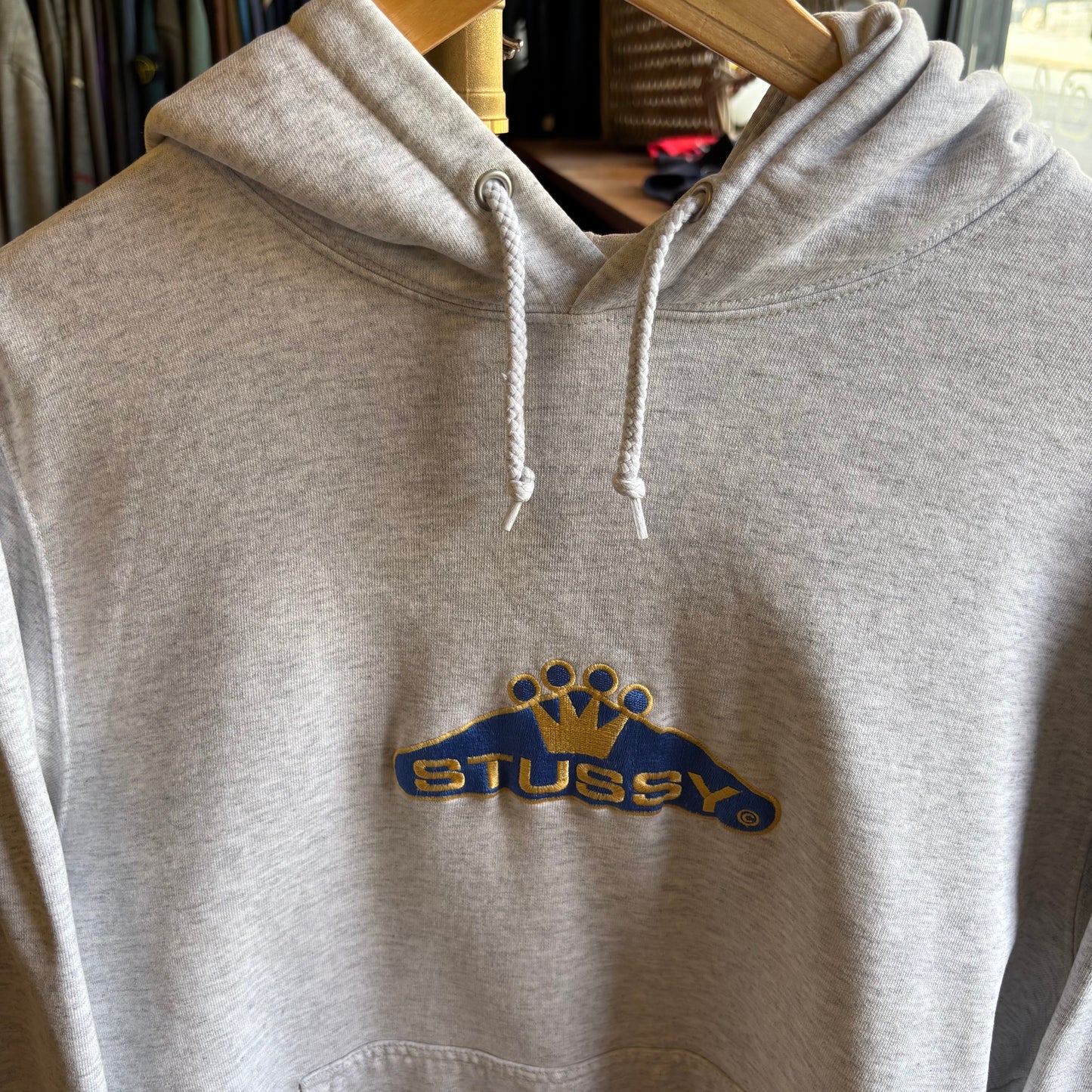 Stussy Crowned Applique Oversized Hoodie Grey (Small)