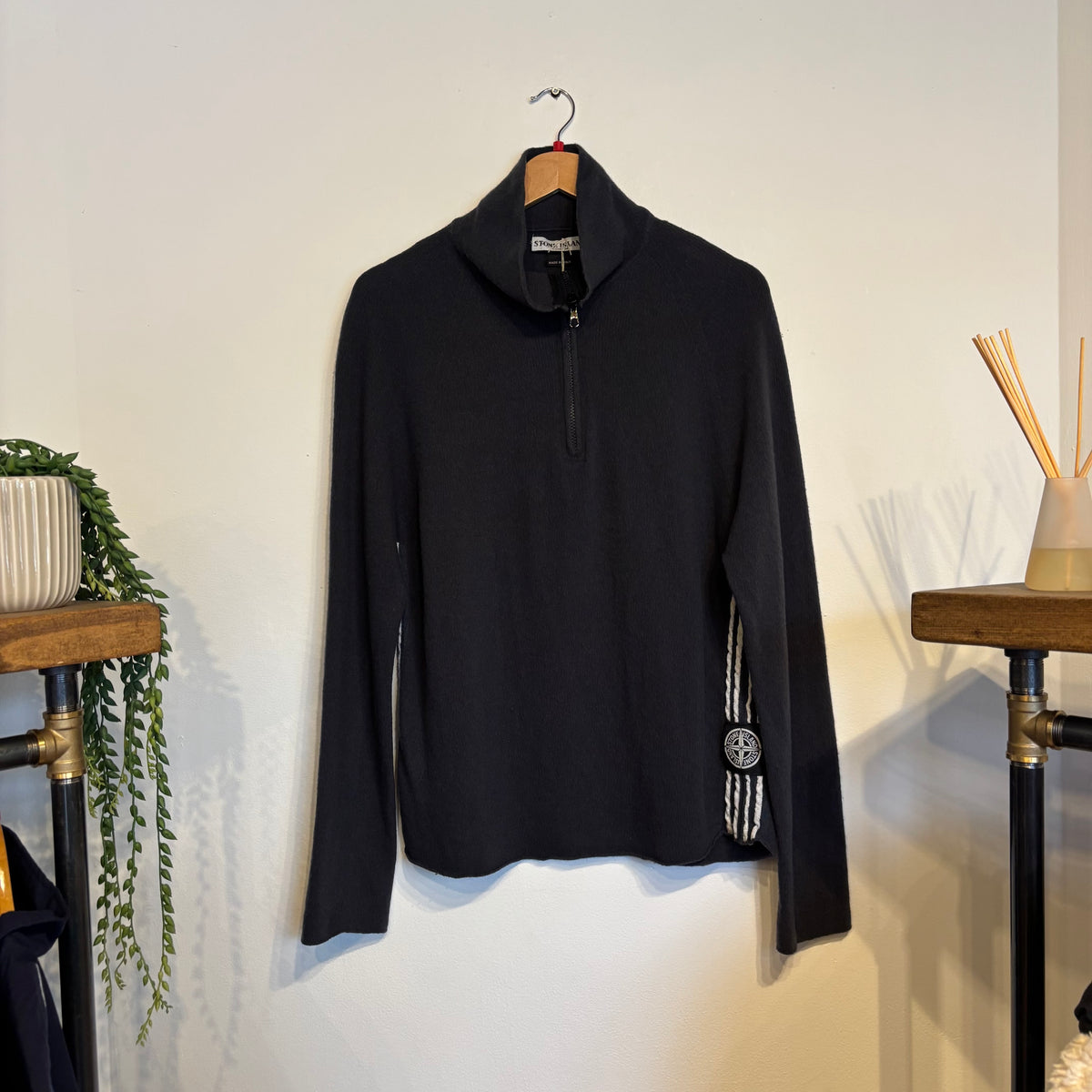 Stone Island A/W 2004 Compass Quarter Zip Knit Grey (Large)