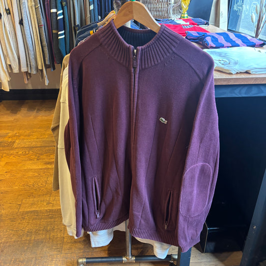 Lacoste Full Zip Knit Jumper Burgundy (XL)