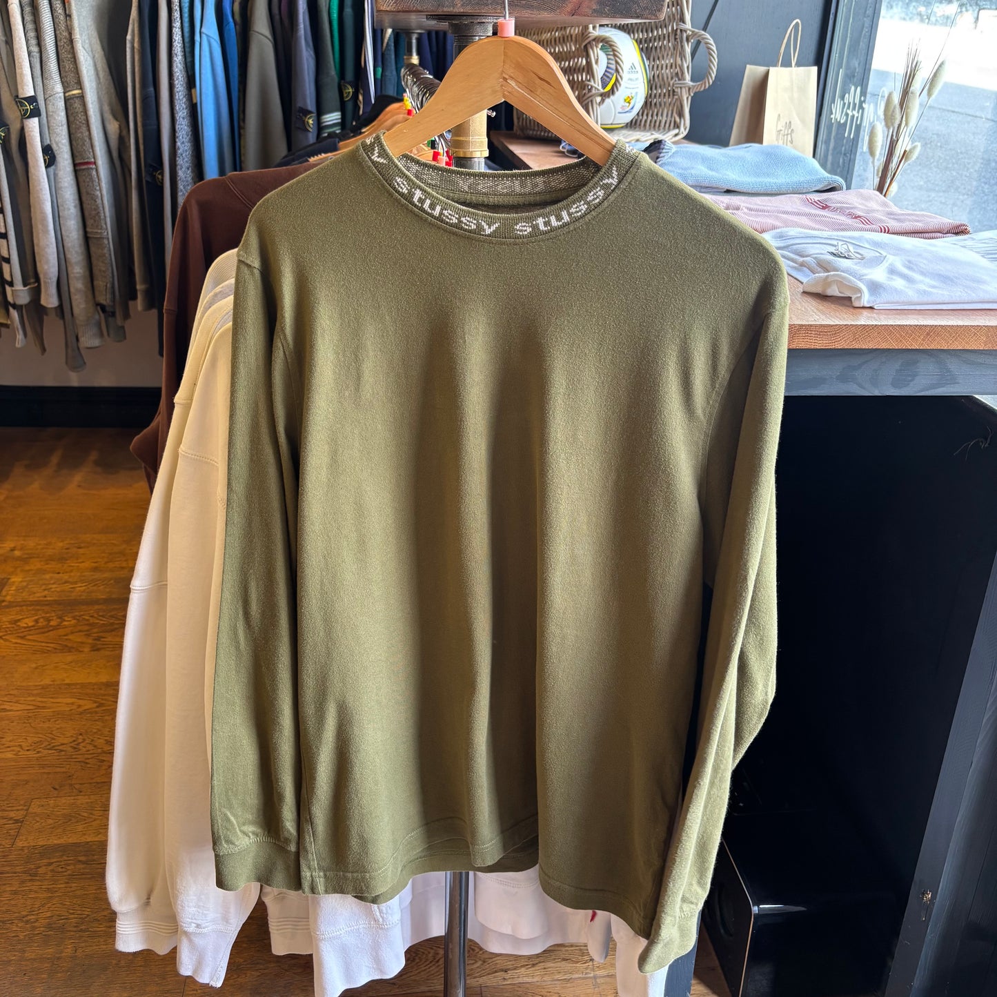 Stussy Owen Longsleeve T-Shirt Green (Small)