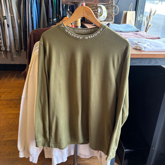 Stussy Owen Longsleeve T-Shirt Green (Small)