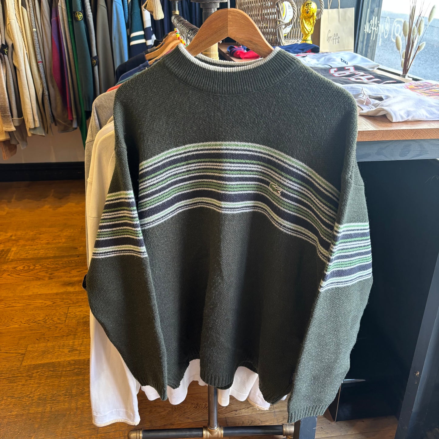 Lacoste Sport Chunky Pullover Knit Jumper Green (XL)