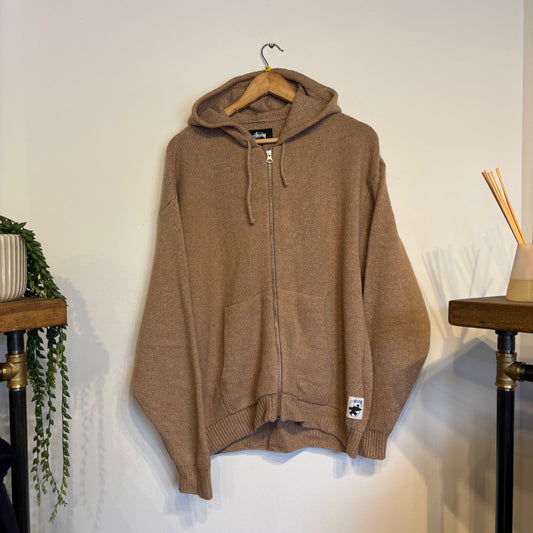 Stussy Hooded Zip Sweater Camel (Medium)