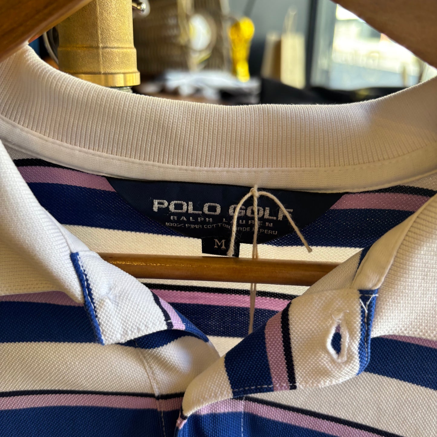 Ralph Lauren Polo Golf Stripe Polo Shirt White/ Blue (Medium)