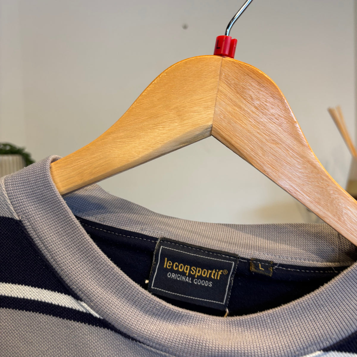 Le Coq Sportif Oversized Stripe Sweatshirt Navy/ Grey (Large)