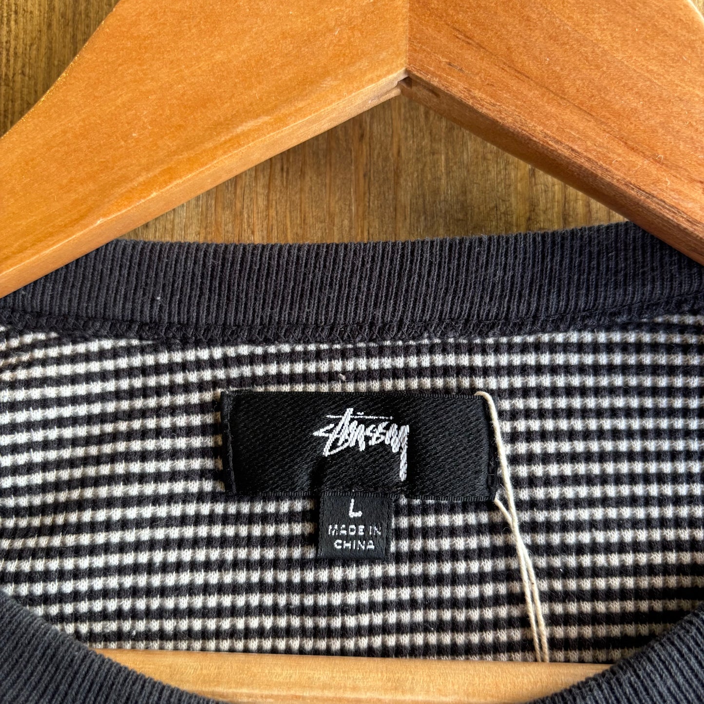 Stussy Waffle Short Sleeve T-Shirt Black (Large)