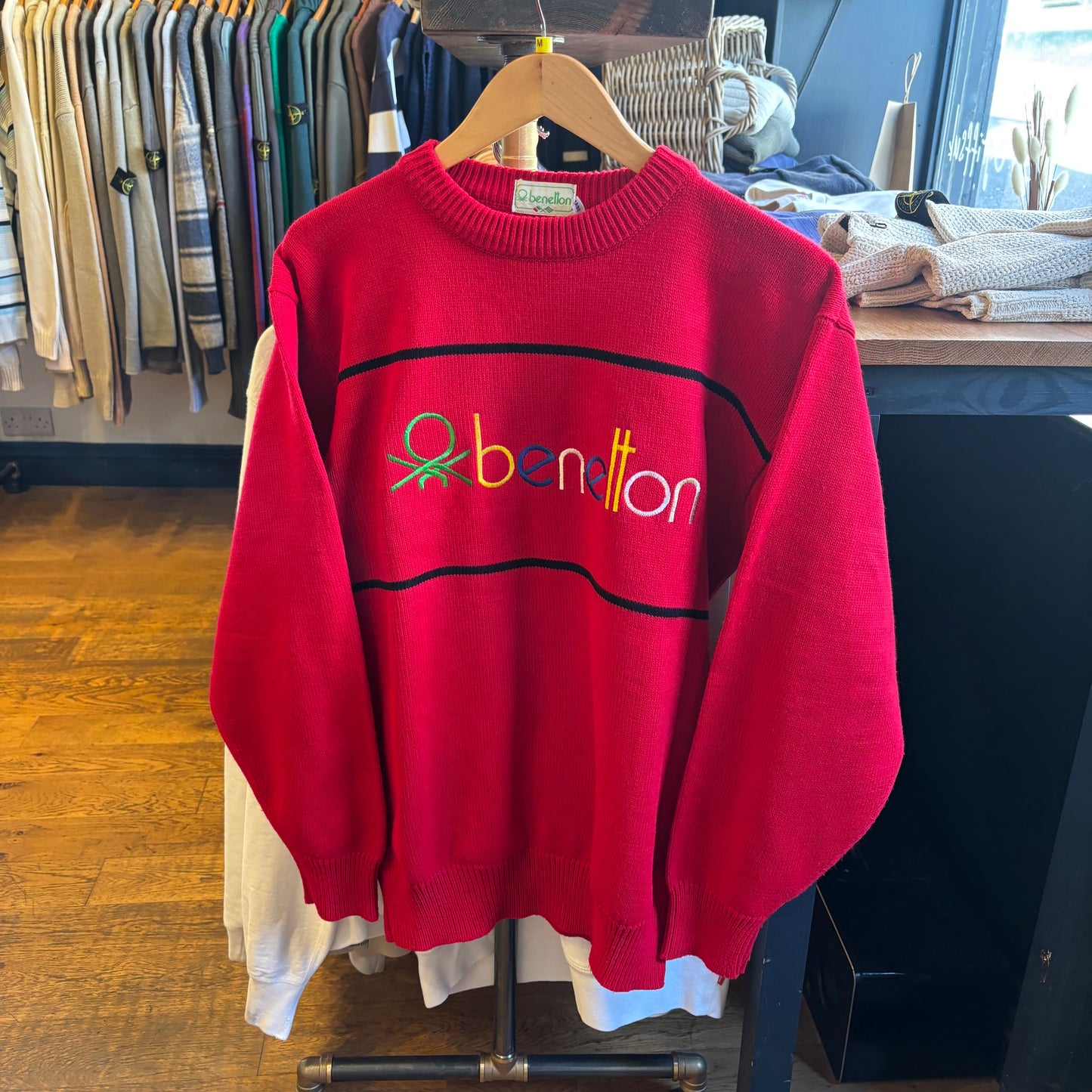 Benetton Spellout Oversized Pullover Knit Jumper (XL)