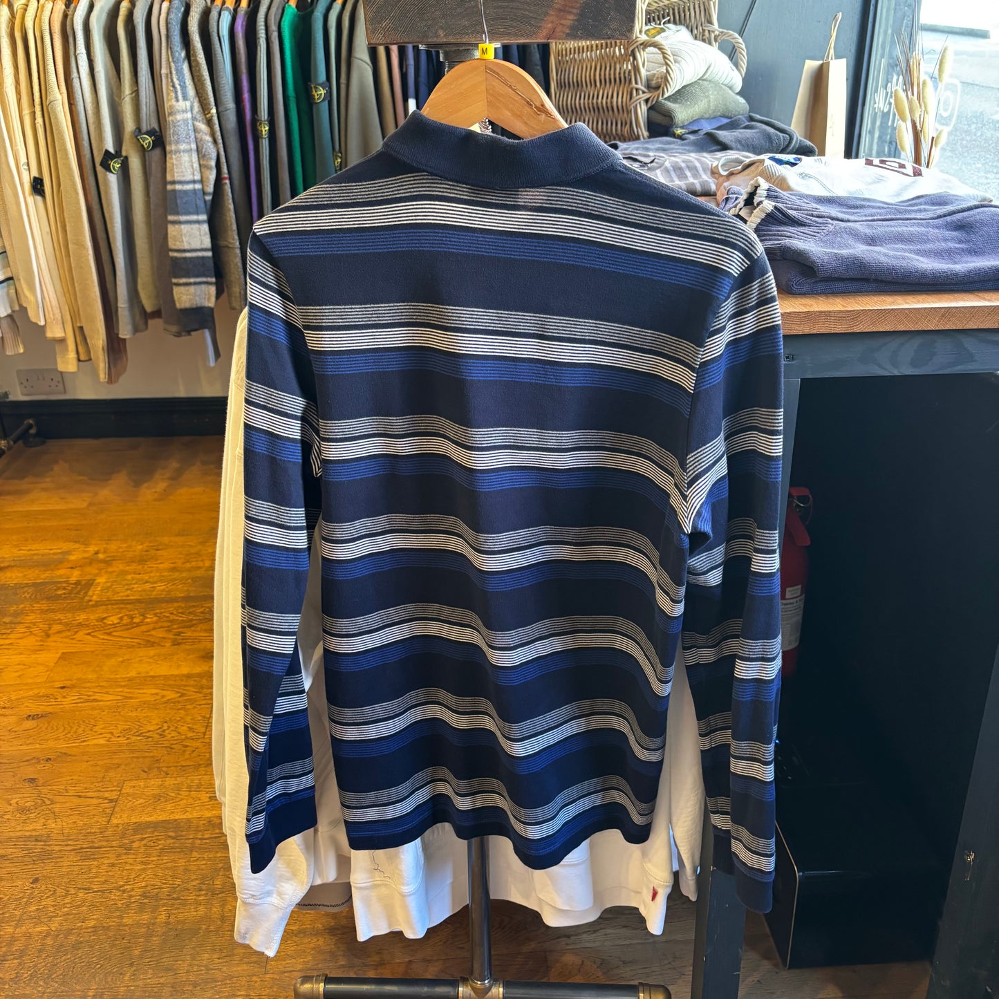 Lacoste Striped Longsleeve Polo Shirt Blue (Medium)