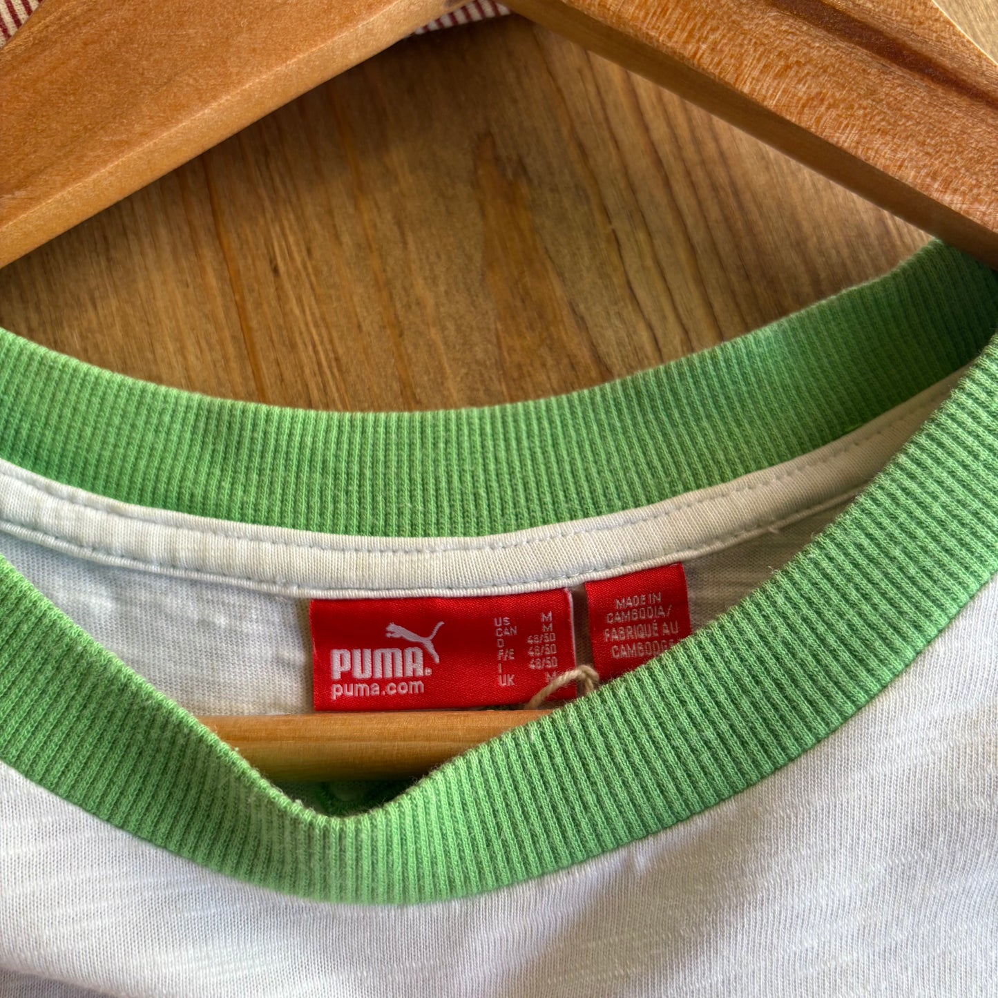 Puma Y2K Ringer T-Shirt White/ Green (Medium)