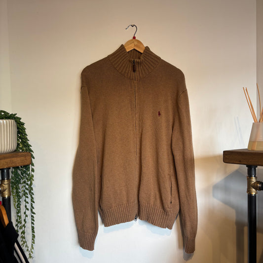 Ralph Lauren Full Zip Knit Jumper Beige (Large)