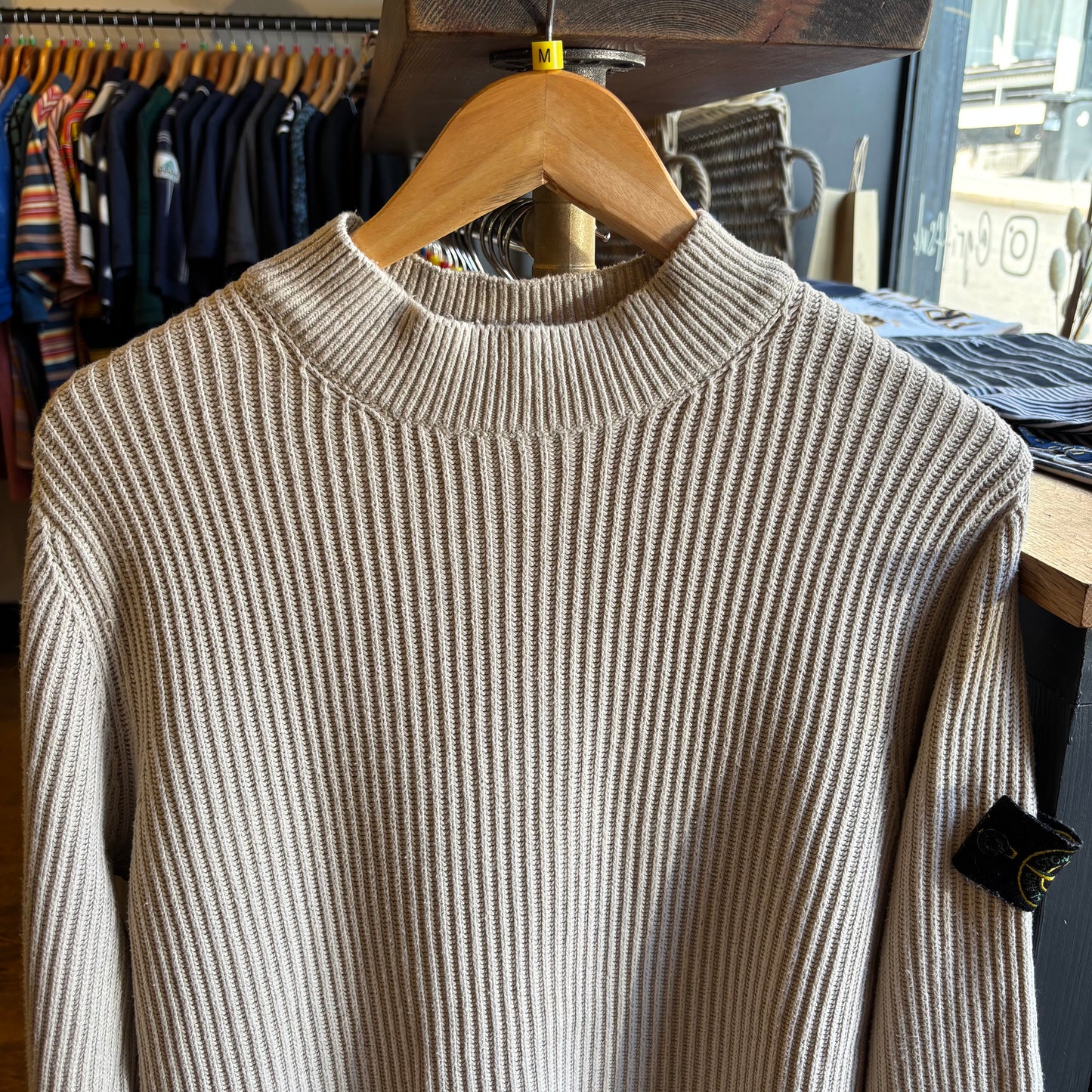 Stone Island S/S 2014 Ribbed Pullover Knit Jumper Cream (Medium)