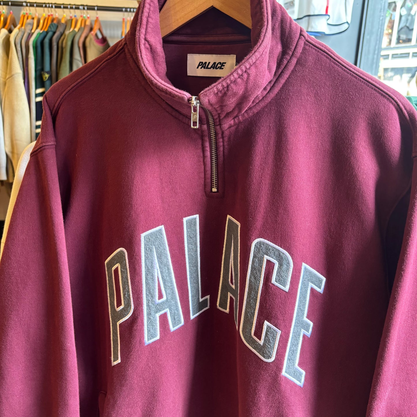 Palace FW21 Quarter Zip Funnel Jumper Wine (XL)