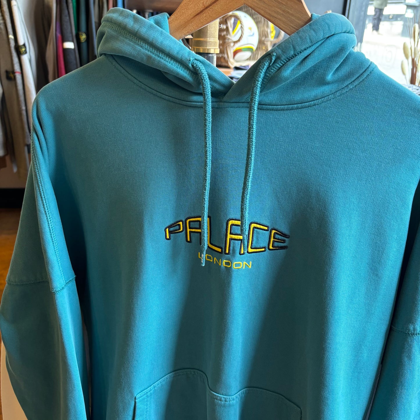 Palace SS22 Spaced Logo Drop Shoulder Hoodie Blue (Medium)