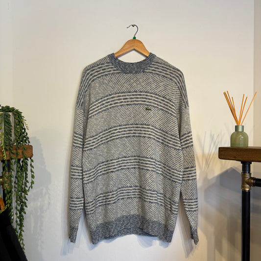 Lacoste Funky Pattern Pullover Knit Jumper Grey/ White (XL)