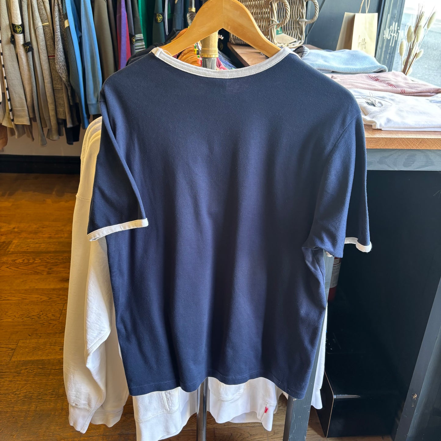 Nike 2000's Spellout Ringer T-Shirt Navy (Medium)