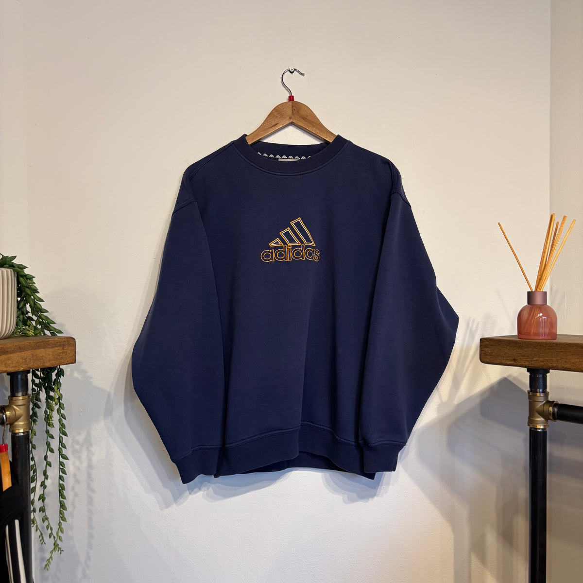 Adidas Spellout Oversized Sweatshirt Navy (Small)