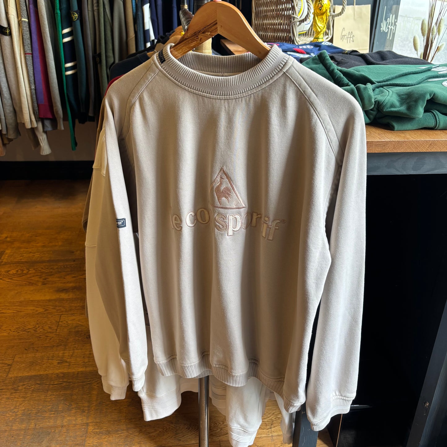 Le Coq Sportif Spellout Oversized Sweatshirt Cream (Small)