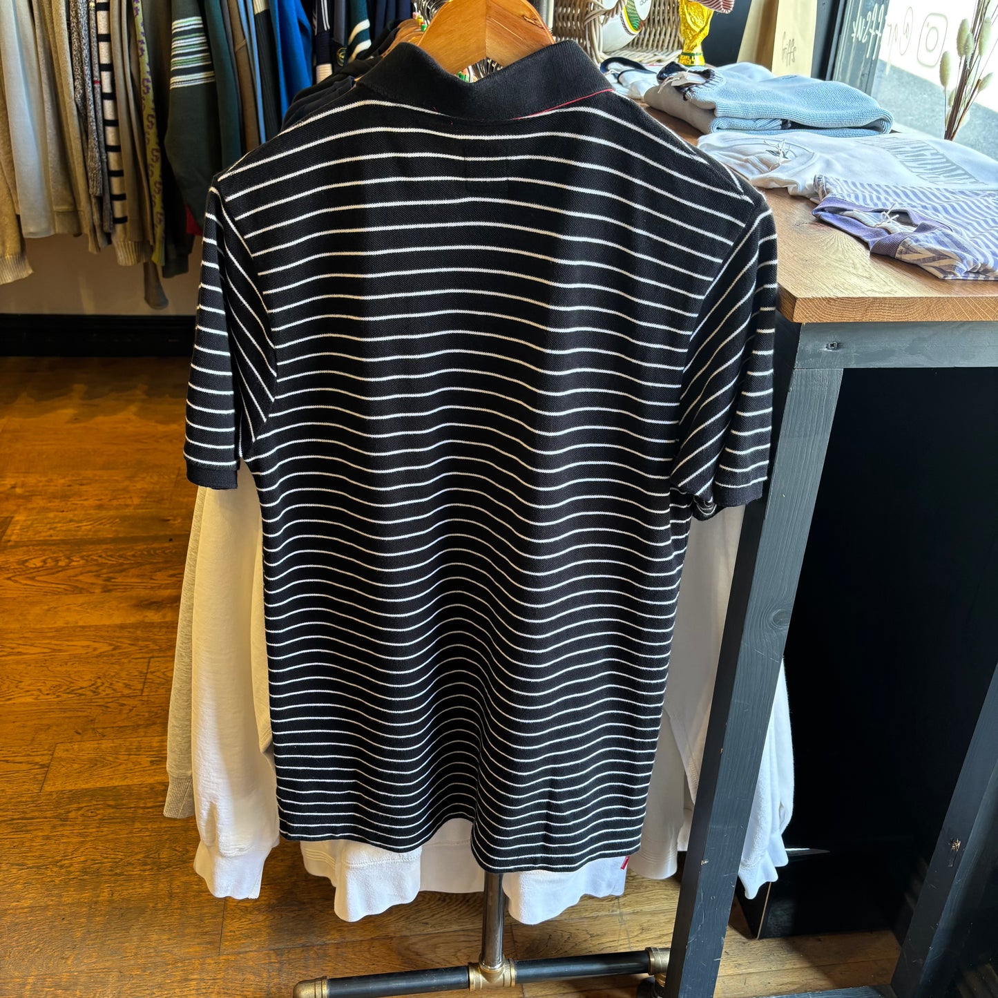 Stussy 2000's Striped Polo Shirt Navy/ White (Small)