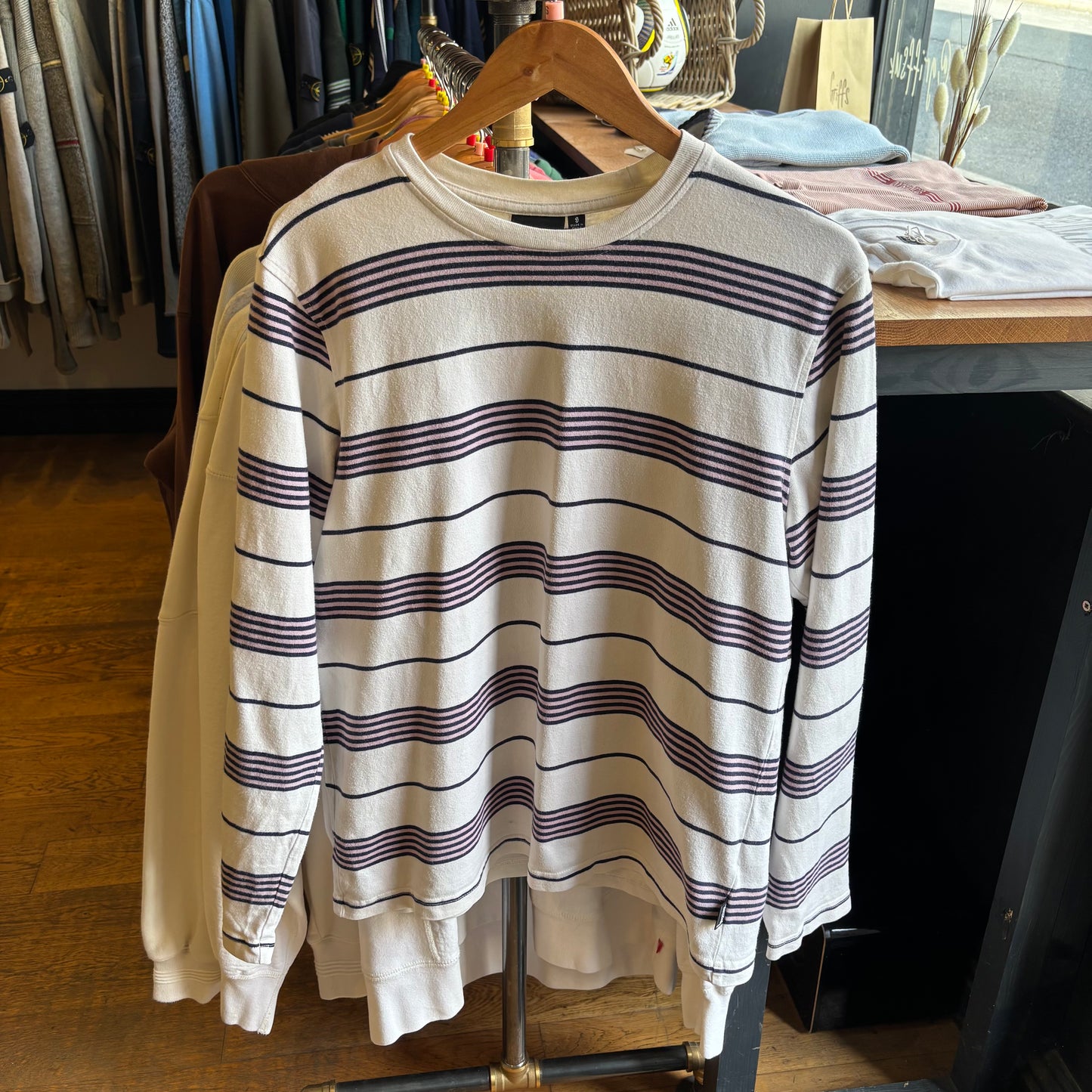 Stussy Asher Longsleeve Stripe T-Shirt White (Small)