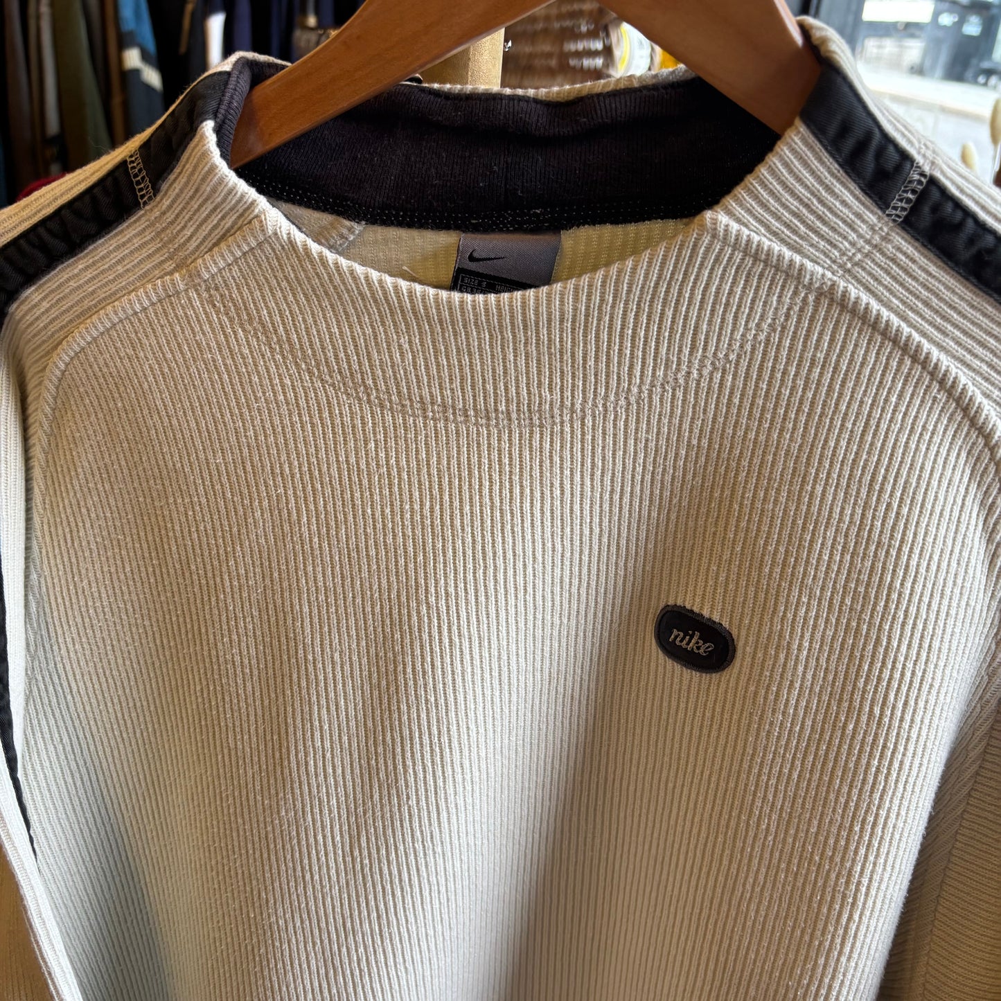Nike Ribbed Pullover Sweatshirt Cream (Small)