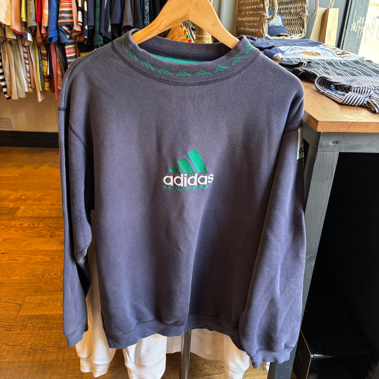 Adidas Equipment Spellout Oversized Sweatshirt Navy (Large)