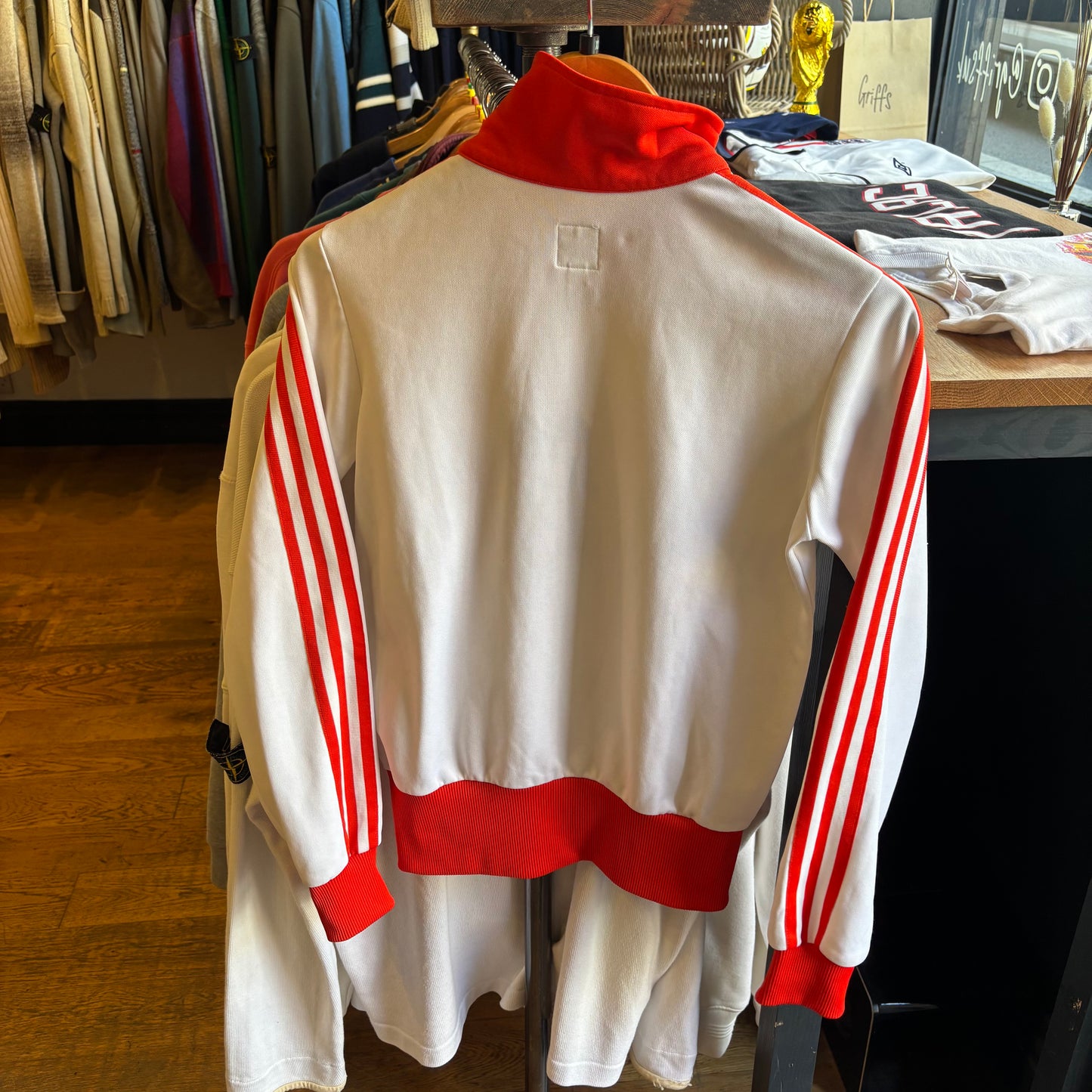 Women's Adidas Zip Up Track Jacket White/ Orange (Small)