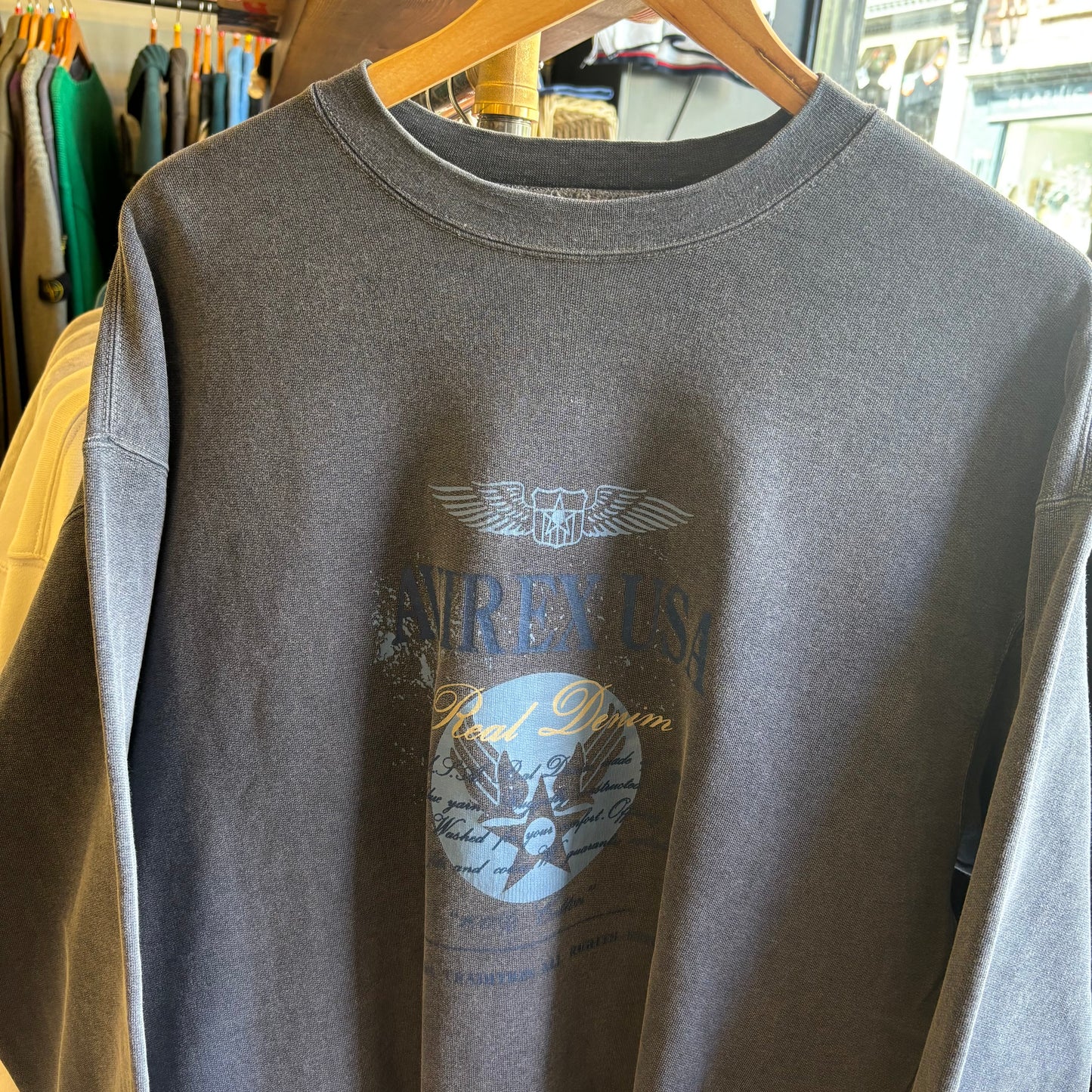 Avirex USA Oversized Pullover Sweatshirt Dark Grey (Large)