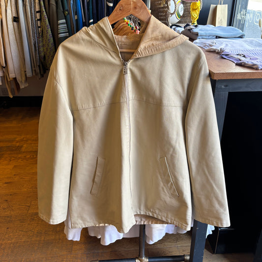 Fendi 90s Reversible Leather Hooded Jacket Cream (Medium)