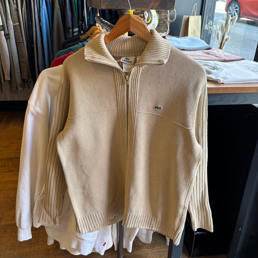 Lacoste Full Zip Knit Jumper Beige (Medium)