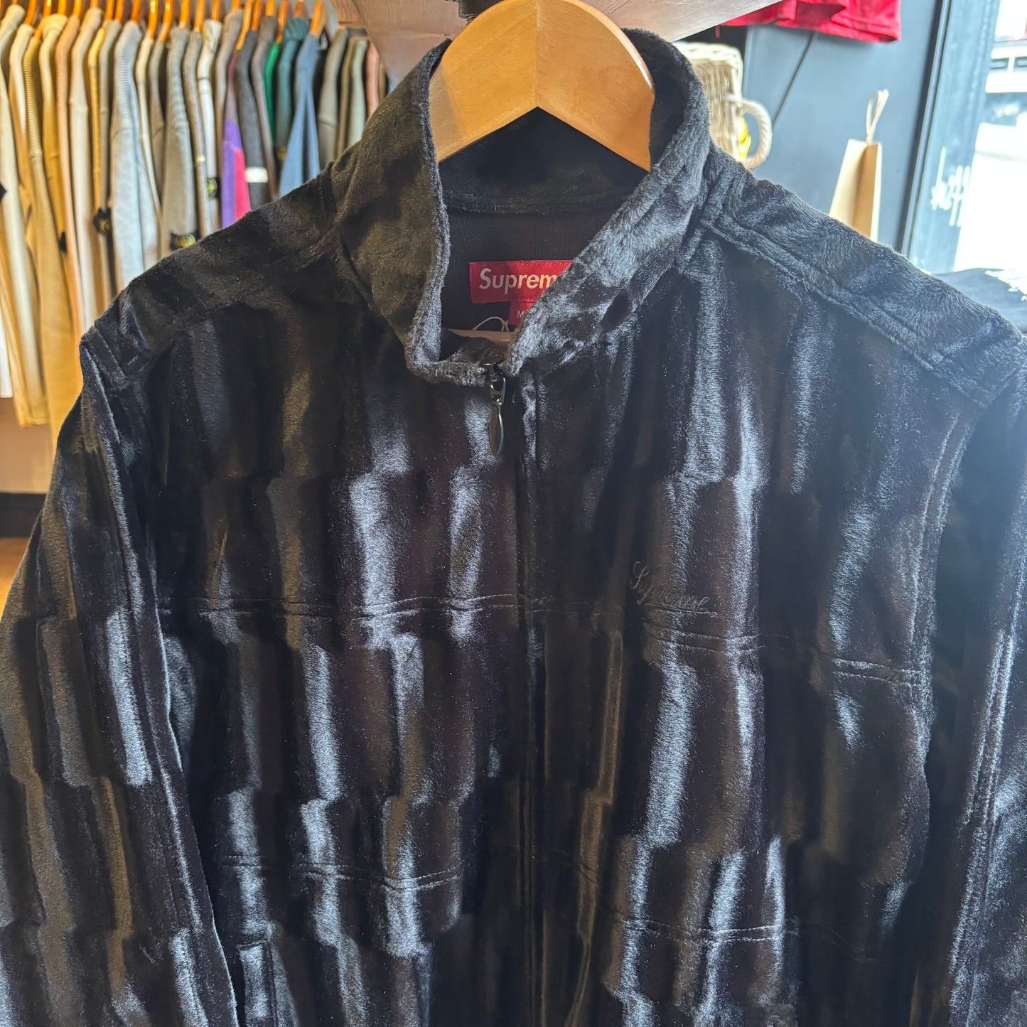Supreme FW21 Velour Track Jacket Black (Medium)