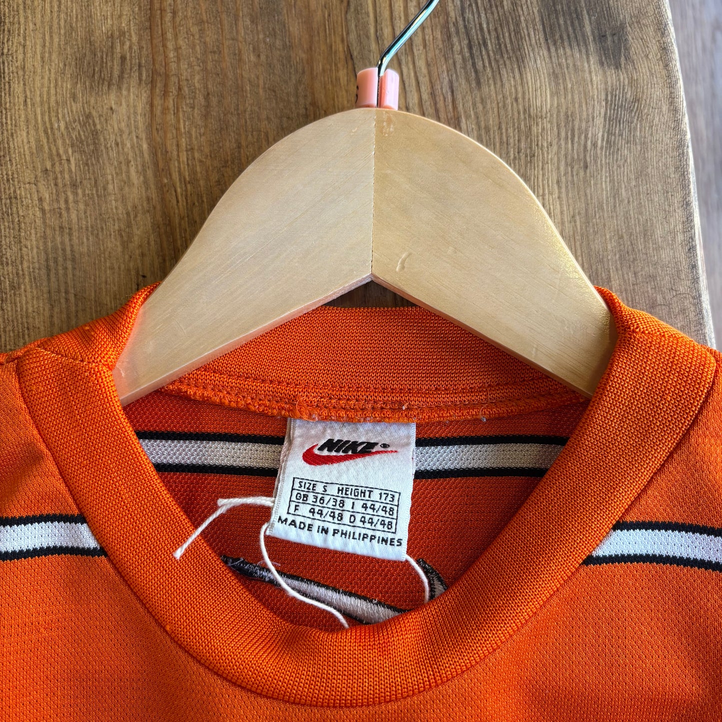 Nike 90s Centre Swoosh Striped T-Shirt Orange (Small)