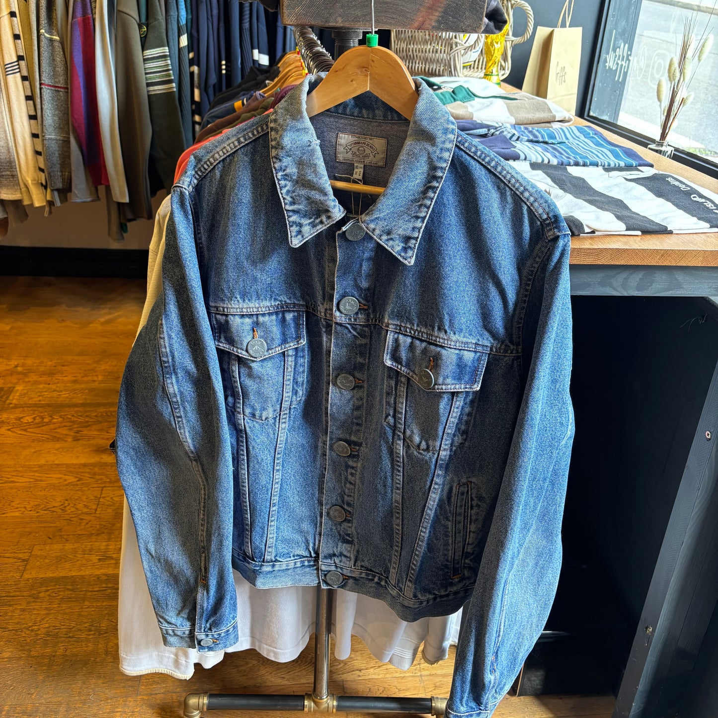 Armani Jeans Cropped Button Up Jacket Blue (XL)