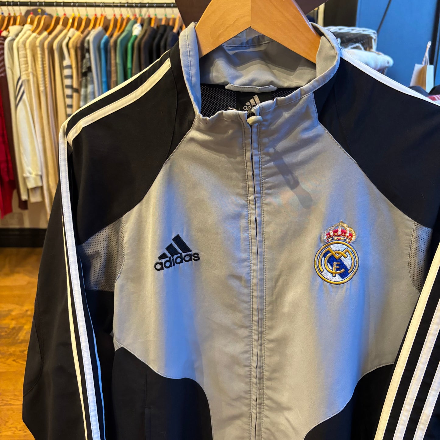 Real Madrid Adidas 2004/05 Track Jacket Grey/ Black (Small)
