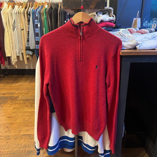 Ralph Lauren Quarter Zip Knit Jumper Red (Medium)