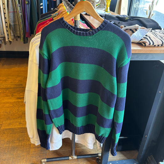 Ralph Lauren Pullover Stripe Knit Jumper Navy/ Green (Large)