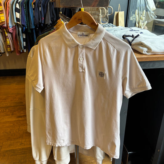 Stone Island Compass Logo Polo Shirt Cream (Medium)