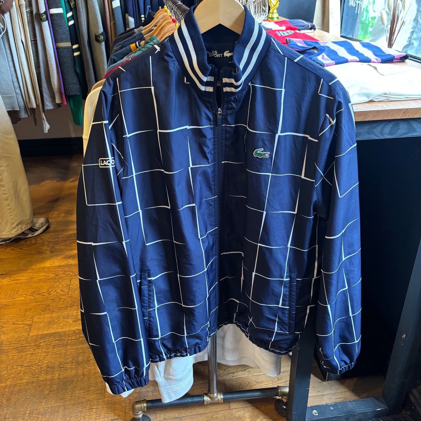 Lacoste Sport Zip Up Track Jacket Navy/ White (XL)