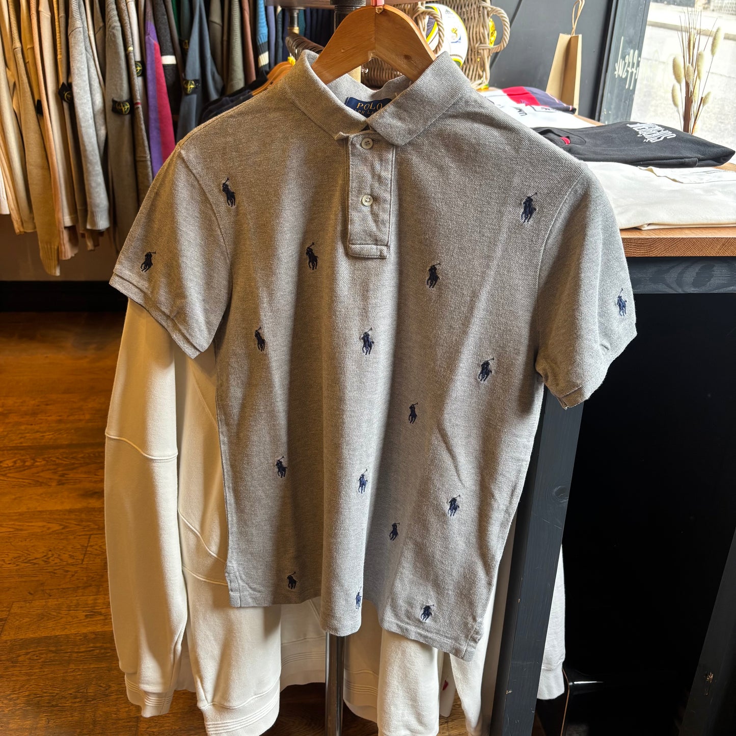 Ralph Lauren All Over Pony Polo Shirt Grey (Small)