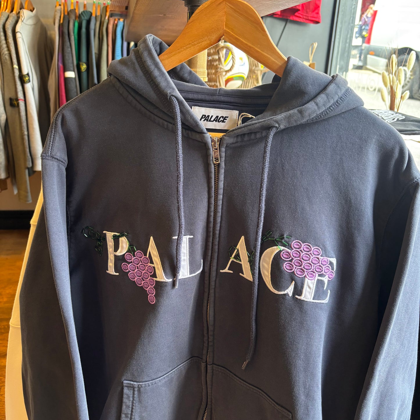 Palace FW22 Grape Zip Up Hoodie Navy (Large)