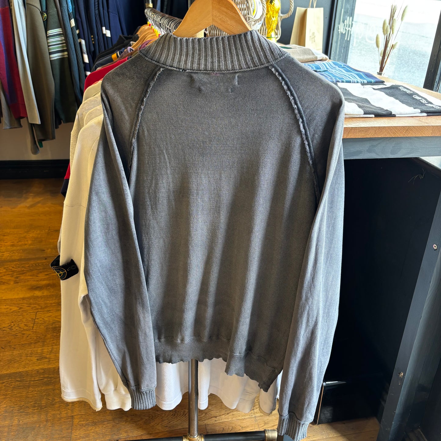 Stone Island Denims S/S 2007 Full Zip Lightweight Knit Jumper Grey (Large)