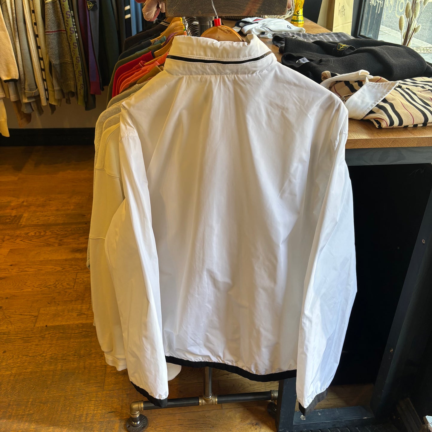 Ralph Lauren Zip Up Windbreaker Hooded Jacket White (Large)