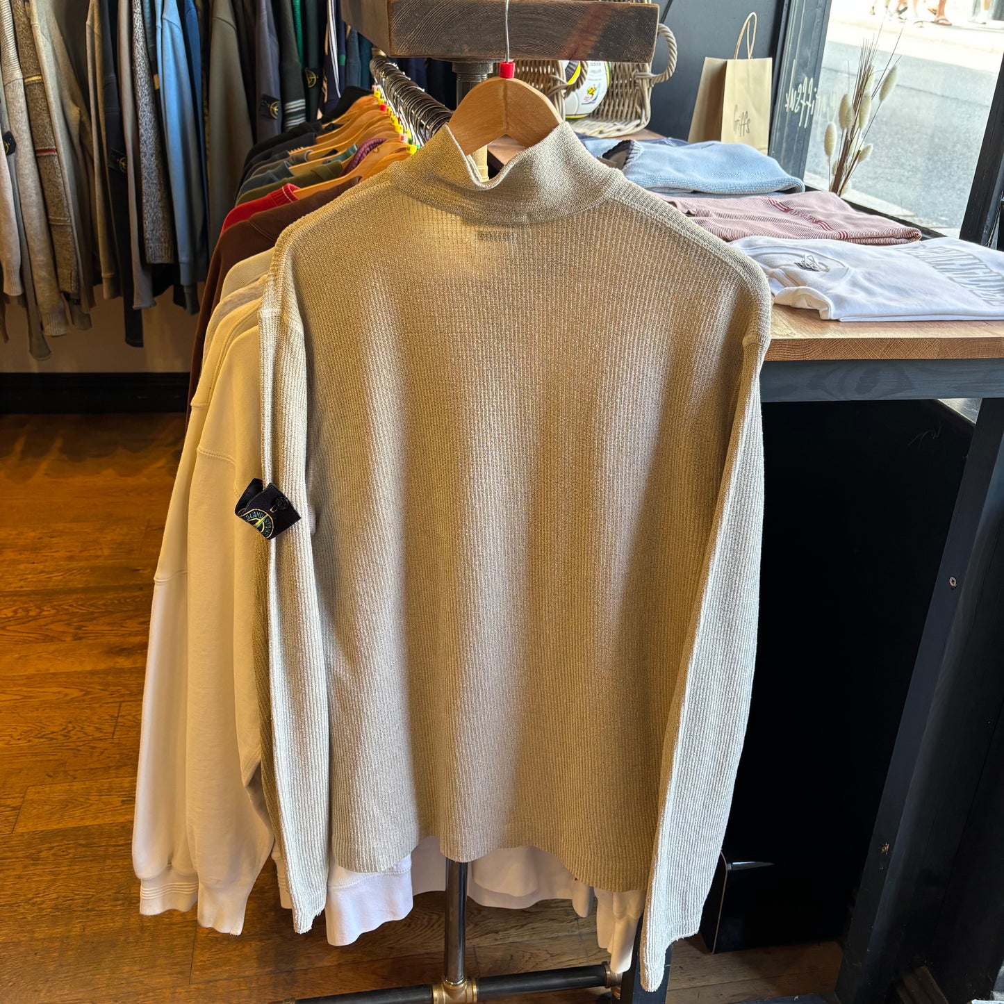 Stone Island S/S 2003 Quarter Zip Lighweight Jumper Beige (Large)