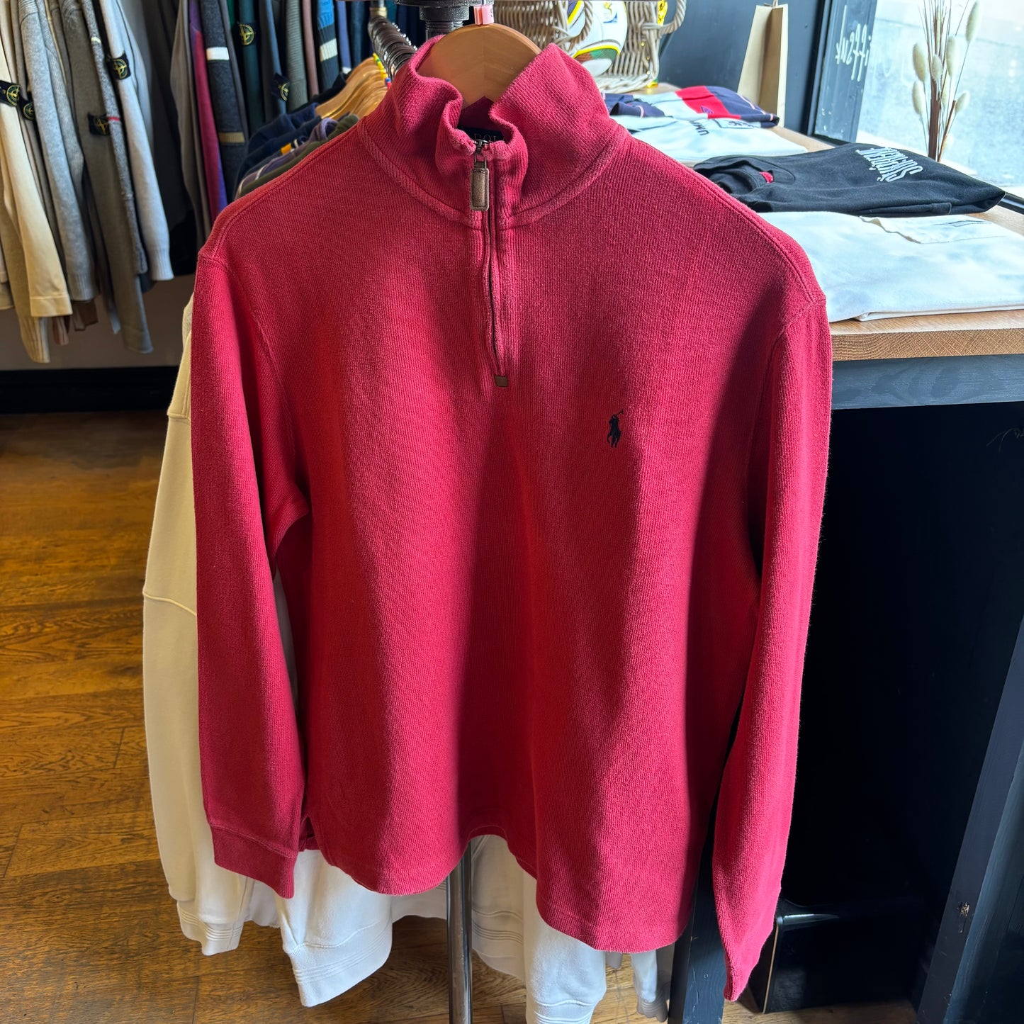 Ralph Lauren Quarter Zip Pullover Jumper Red (Small)
