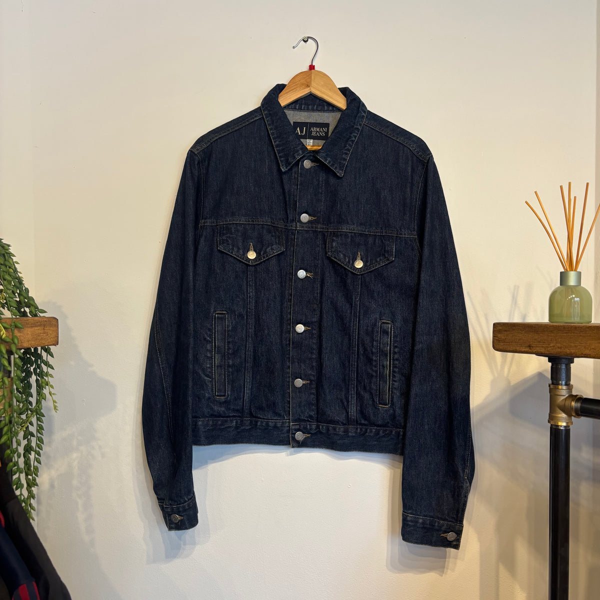 Armani Jeans Denim Button Up Jacket Navy (Large)