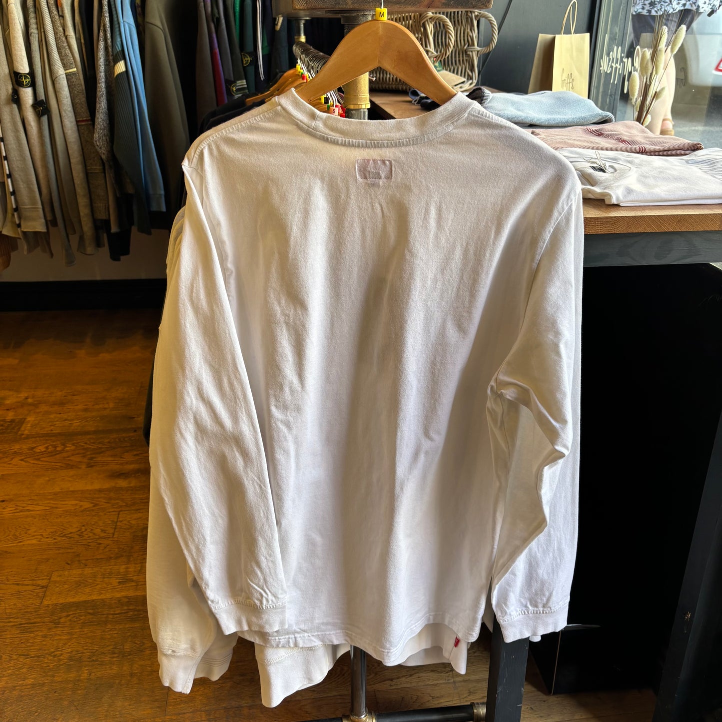 Supreme FW20 Woven Label Longsleeve T-Shirt White (Medium)