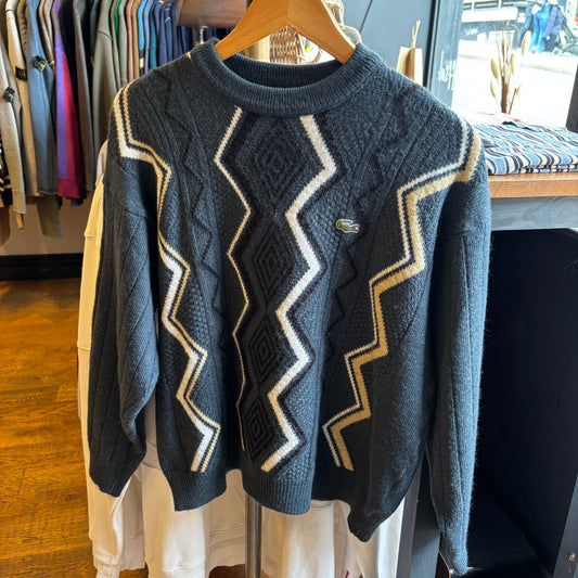 Lacoste Funky Pattern Pullover Knit Jumper Blue (Small)