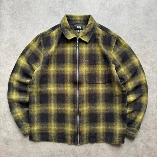 Stussy Plaid Shirt Jacket Green (Small)